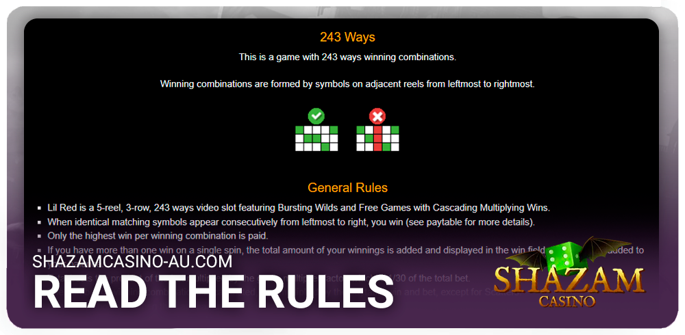 Check out the slot rules at Shazam Casino