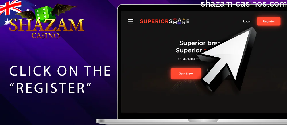 Register on the Shazam casino Affiliate site