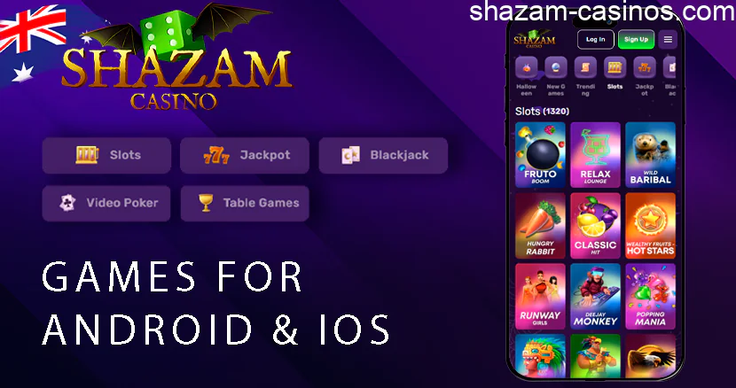 The Shazam Casino app gives gamblers access to all games