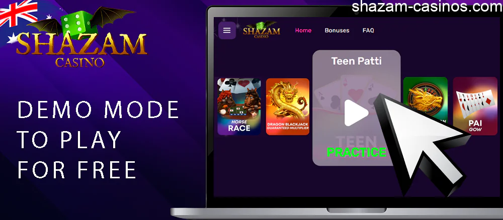 Shazam casino Demo mode