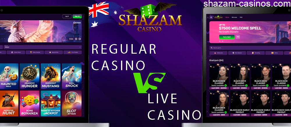 The key difference between Shazam live casino and traditional casino