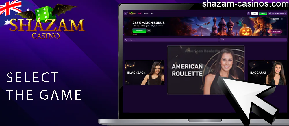Select the Shazam casino live game
