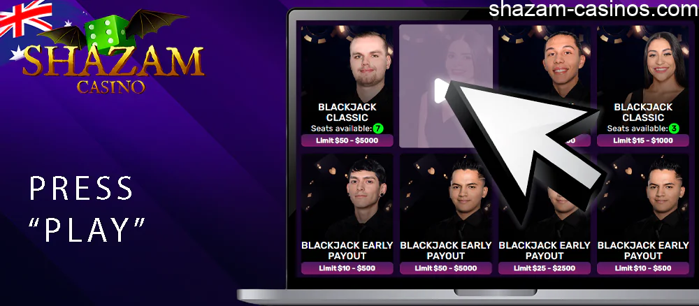 Start playing Shazam casino Live