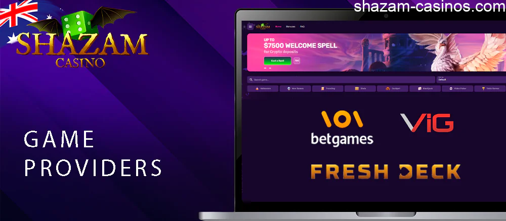 Shazam Casino live in Australia is supplied by famous game studios