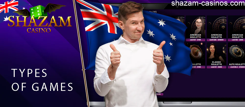 In Shazam you will find 6 groups of games with real croupiers