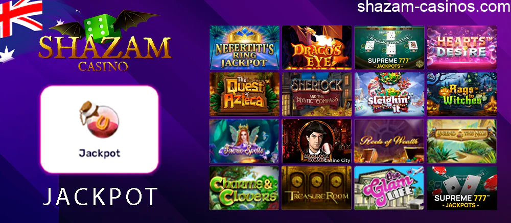 If you want to chase big wins in Shazam Casino, go to the “Jackpot” category