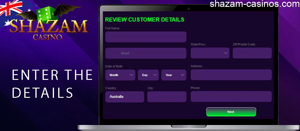 Fill the payment form Shazam