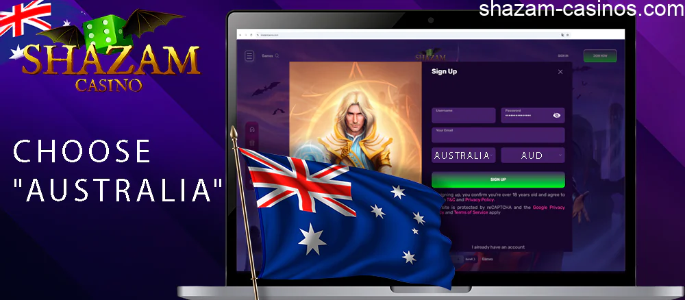 Choose “Australia” and “AUD”