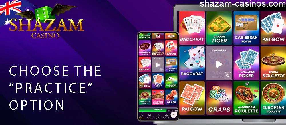 Practice option in Shazam casino